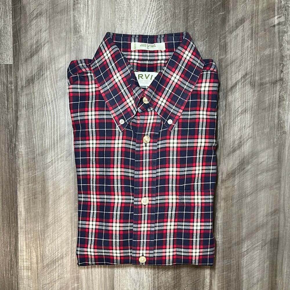 Orvis Light Flannel Plaid Long Sleeve Button Down - Large